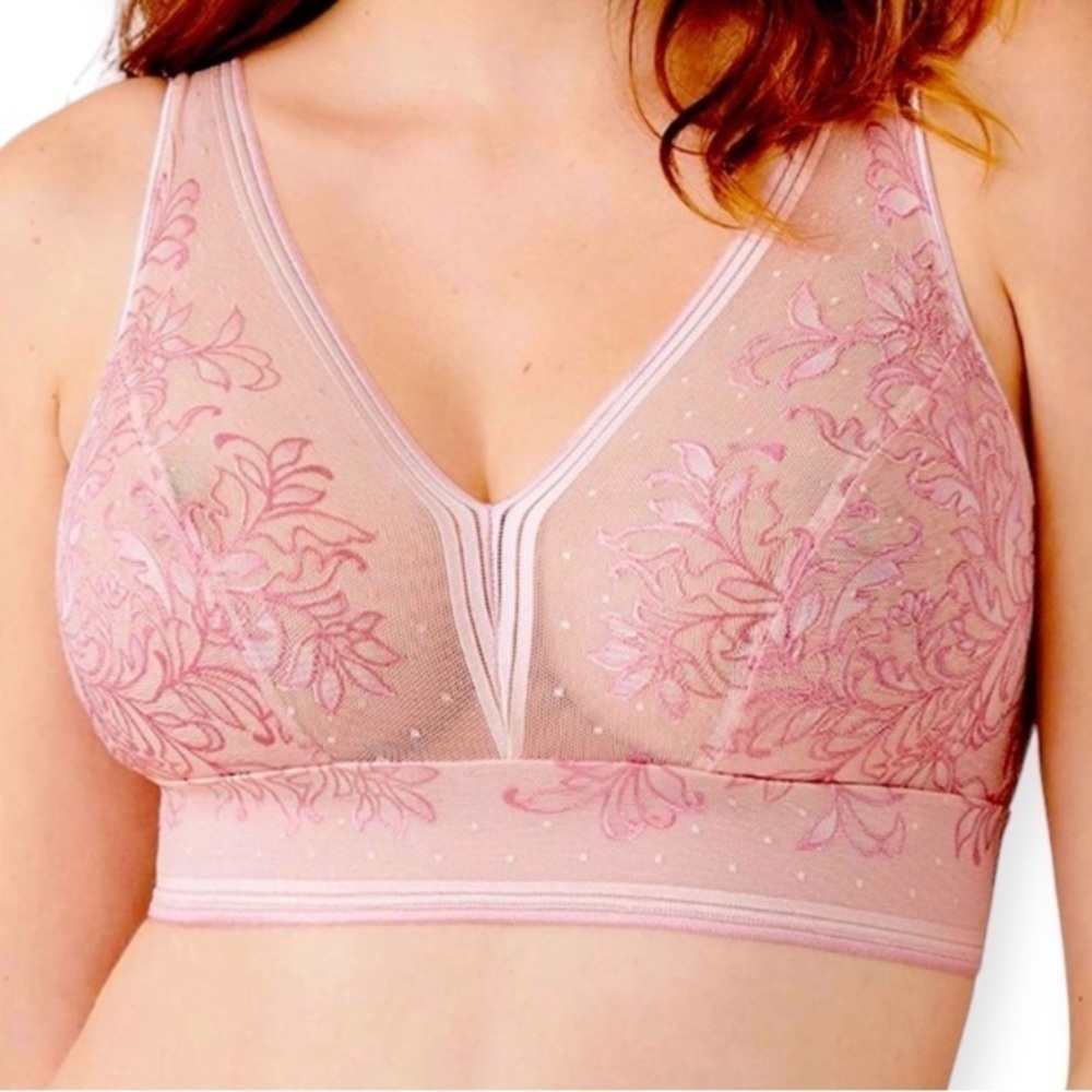 WACOAL Net Effect Soft Cup Bra Wire Free Bralette Pink 34